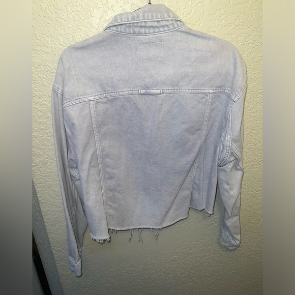 Free People Oversized Lavender Denim Jacket - Picture 2 of 2